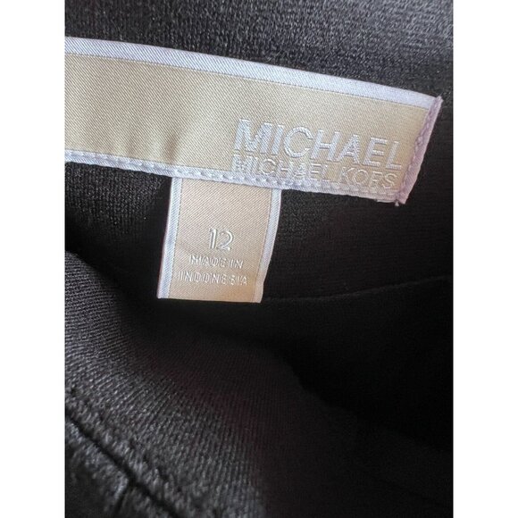 NWT Michael Kors Women’s Black Knit Knee Length Gold Zip Pencil Skirt Size 12 - Picture 7 of 16